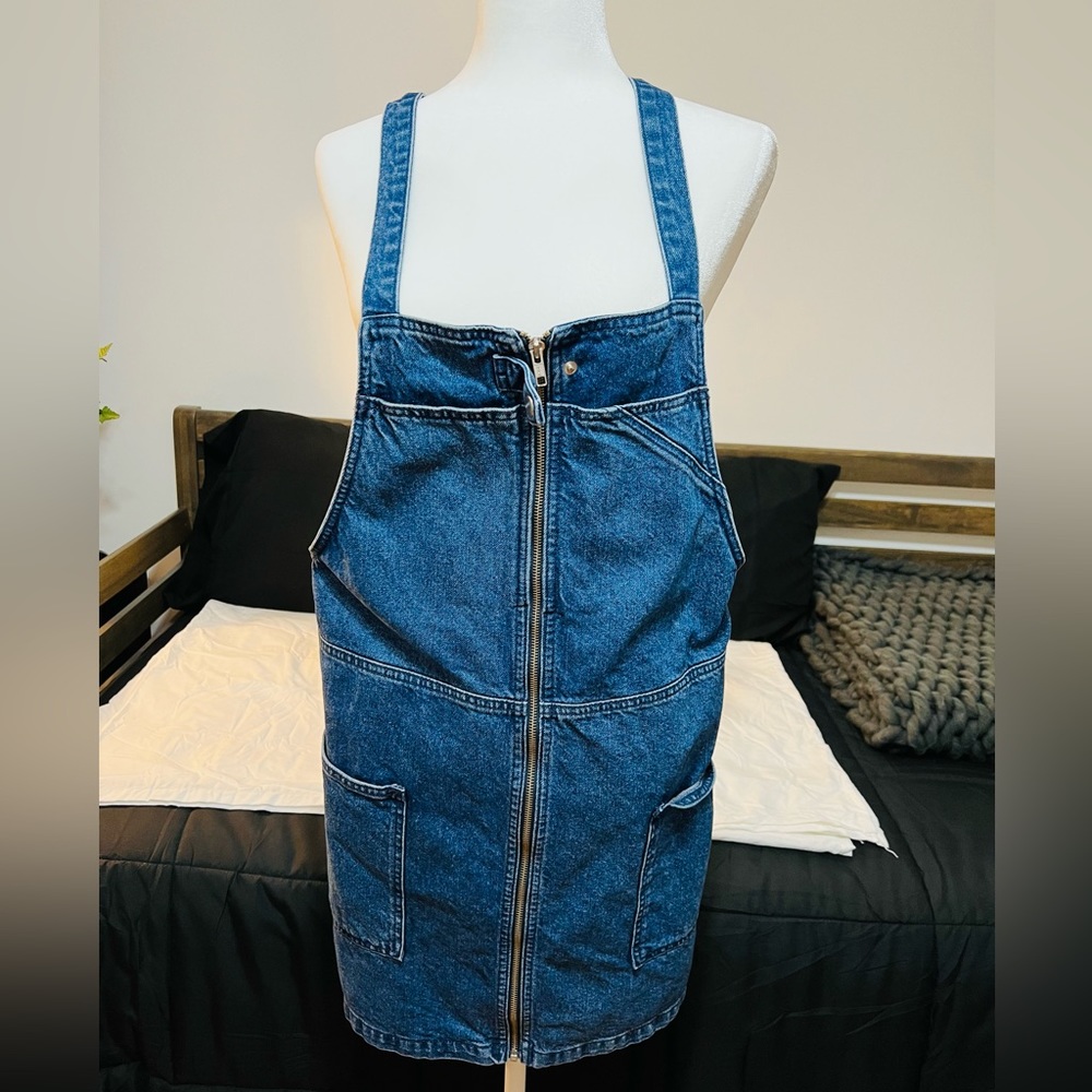 Moto Regular Fit Bibbed Overall Dress